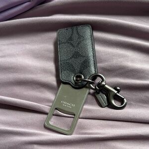 Coach Black Leather Key Holder with Silver Clip
